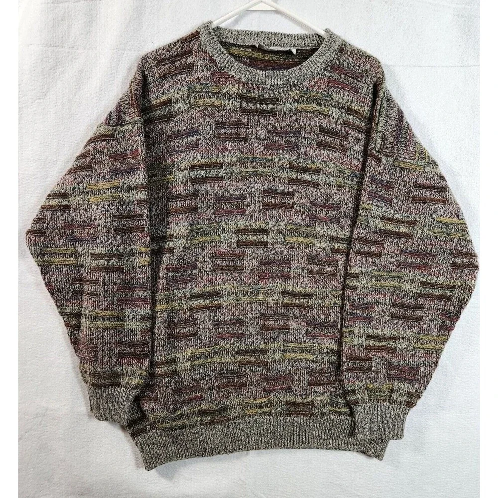 Progetto Mens Long Sleeve Sweater Pullover Made In Italy Size L Acrylic Wool
